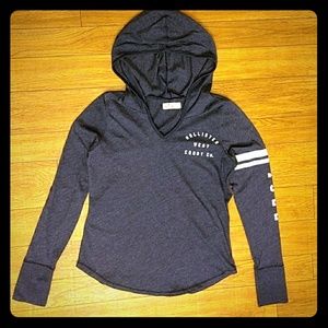 Hollister Navy hooded long sleeve T-shirt